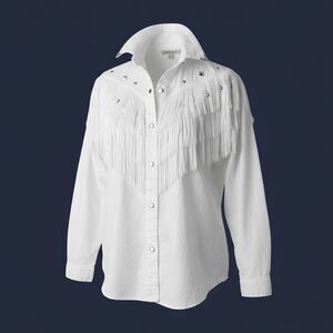 Vintage Sas'sa LTD Western Fringe Snap Shirt • Made in USA • 100% Cotton